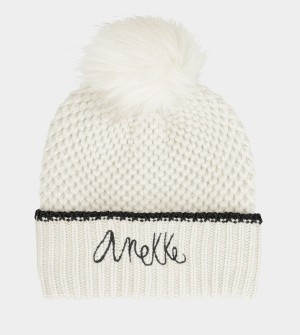 Anekke Beige Knitted Beanie With Pompom Klobuky | 236058DXY