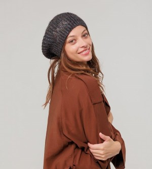 Anekke Black Knitted Beret Klobuky | 509834PRM
