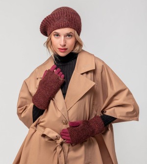 Anekke Burgundy Knitted Beret Klobuky | 751806UXF