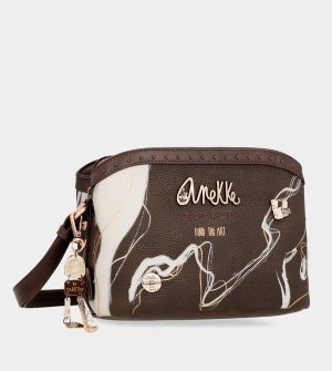 Anekke Nature Shodō Brown 3 Compartments Crossbody Kabelka | 790154VSA