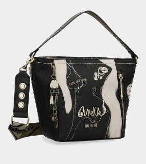 Anekke Nature Shodō Medium Black Crossbody Kabelka | 207856OCX