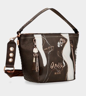 Anekke Nature Shodō Medium Brown Crossbody Kabelka | 214380QTE