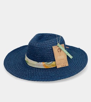 Anekke Navy Blue Raffia Klobuky | 689241SFG
