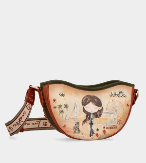 Anekke Peace & Love Camel Oval Taška Cez Rameno | 631987RGM