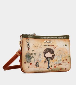 Anekke Peace & Love Camel Print Crossbody Kabelka | 568293UJM