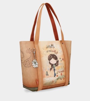 Anekke Peace & Love Camel Shopping Taška Cez Rameno | 871290MTQ