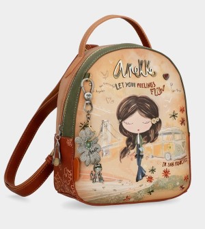 Anekke Peace & Love Camel Small Batohy | 593742NXY