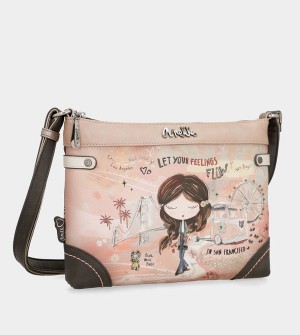 Anekke Peace & Love Pink Medium Crossbody Kabelka | 860391YZF
