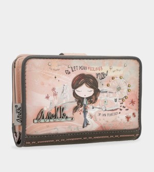 Anekke Peace & Love Pink Medium Rfid Penazenky | 368197SUG