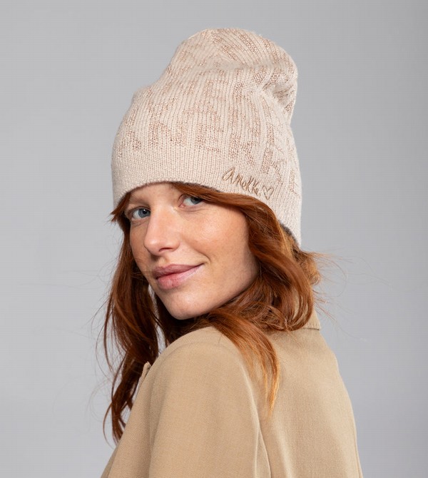 Anekke Beige Contemporary Knit Klobuky | 834067SZC