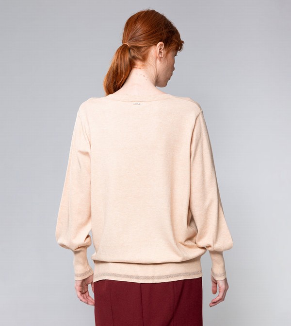 Anekke Beige Shōen V-neck Svetre | 390258LFS