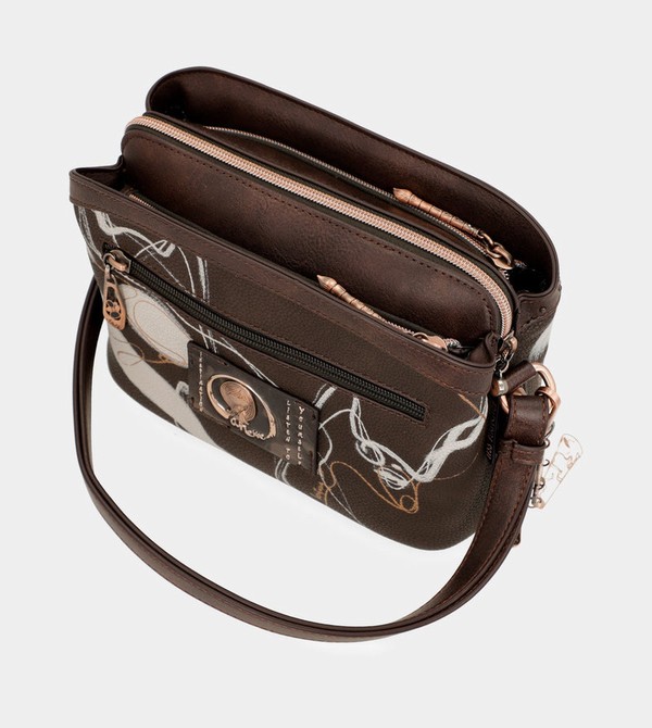 Anekke Nature Shodō Brown 3 Compartments Crossbody Kabelka | 790154VSA