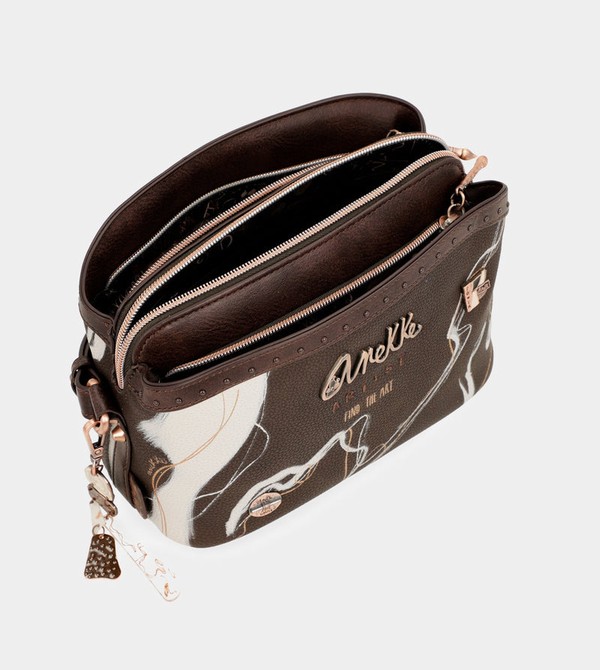 Anekke Nature Shodō Brown 3 Compartments Crossbody Kabelka | 790154VSA