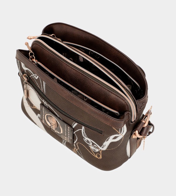 Anekke Nature Shodō Brown 3 Compartments Crossbody Kabelka | 790154VSA