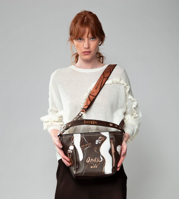 Anekke Nature Shodō Medium Brown Crossbody Kabelka | 214380QTE