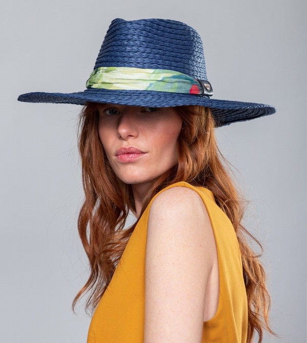 Anekke Navy Blue Raffia Klobuky | 689241SFG