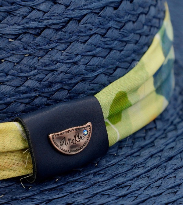Anekke Navy Blue Raffia Klobuky | 689241SFG
