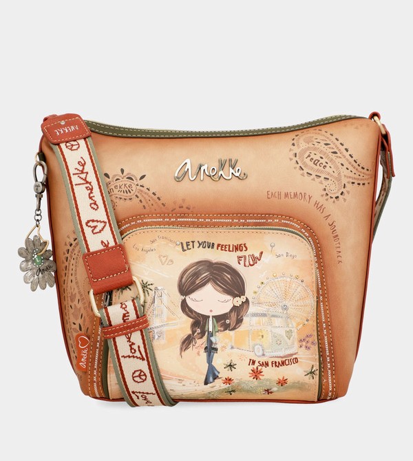 Anekke Peace & Love Camel Large Crossbody Kabelka | 620783PLY
