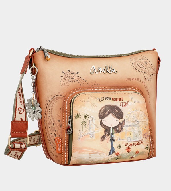 Anekke Peace & Love Camel Large Crossbody Kabelka | 620783PLY