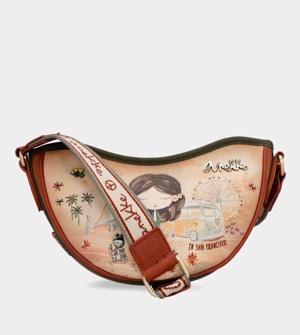 Anekke Peace & Love Camel Oval Crossbody Kabelka | 196345KPB