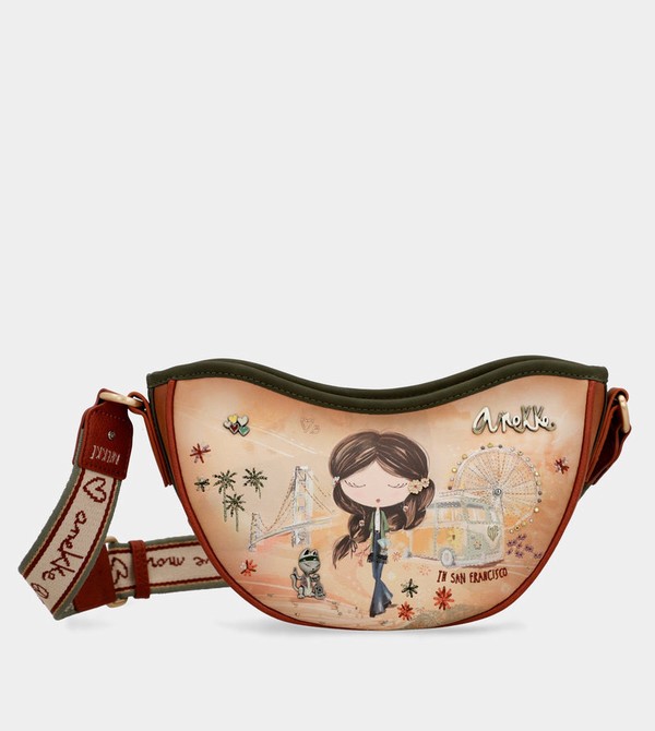 Anekke Peace & Love Camel Oval Crossbody Kabelka | 196345KPB