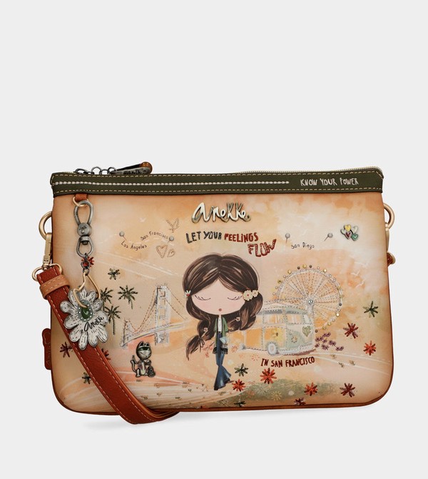 Anekke Peace & Love Camel Print Crossbody Kabelka | 568293UJM