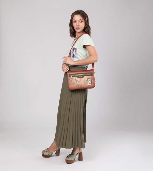 Anekke Peace & Love Camel Print Crossbody Kabelka | 568293UJM