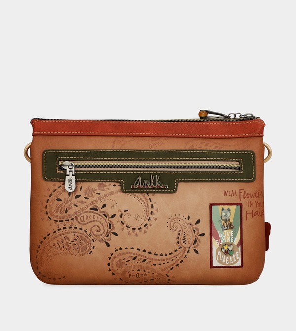Anekke Peace & Love Camel Print Crossbody Kabelka | 568293UJM