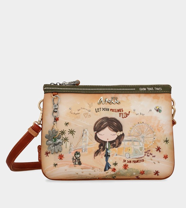 Anekke Peace & Love Camel Print Crossbody Kabelka | 568293UJM
