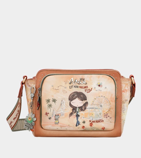 Anekke Peace & Love Camel Rectangular Crossbody Kabelka | 509163SYI