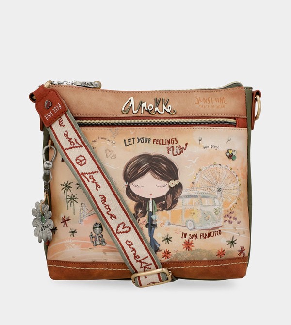 Anekke Peace & Love Camel Square Crossbody Kabelka | 725498JRI