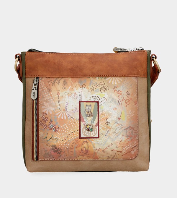 Anekke Peace & Love Camel Square Crossbody Kabelka | 725498JRI