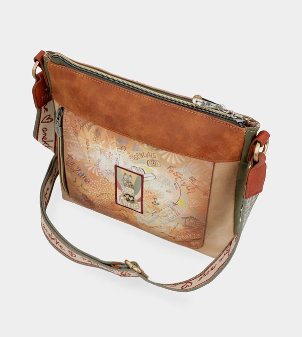 Anekke Peace & Love Camel Square Crossbody Kabelka | 725498JRI