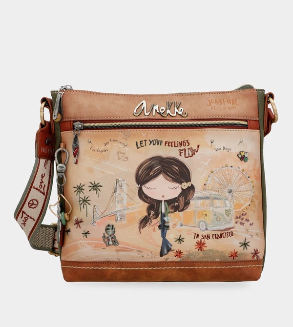 Anekke Peace & Love Camel Square Crossbody Kabelka | 725498JRI