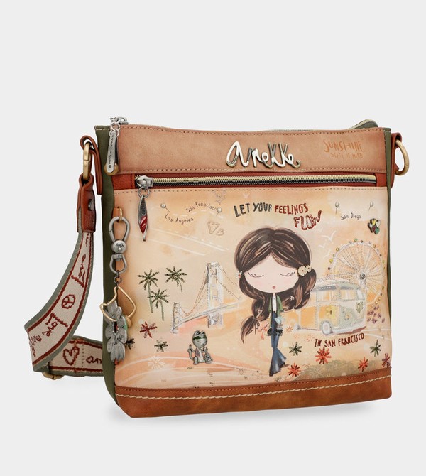 Anekke Peace & Love Camel Square Crossbody Kabelka | 725498JRI
