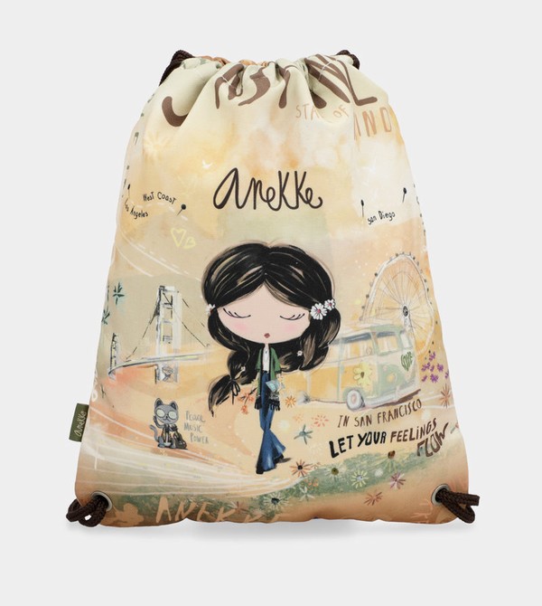 Anekke Peace & Love Fabric Drawstring Batohy | 374268ZGW