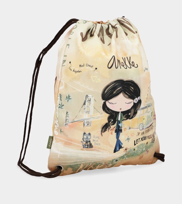 Anekke Peace & Love Fabric Drawstring Batohy | 374268ZGW