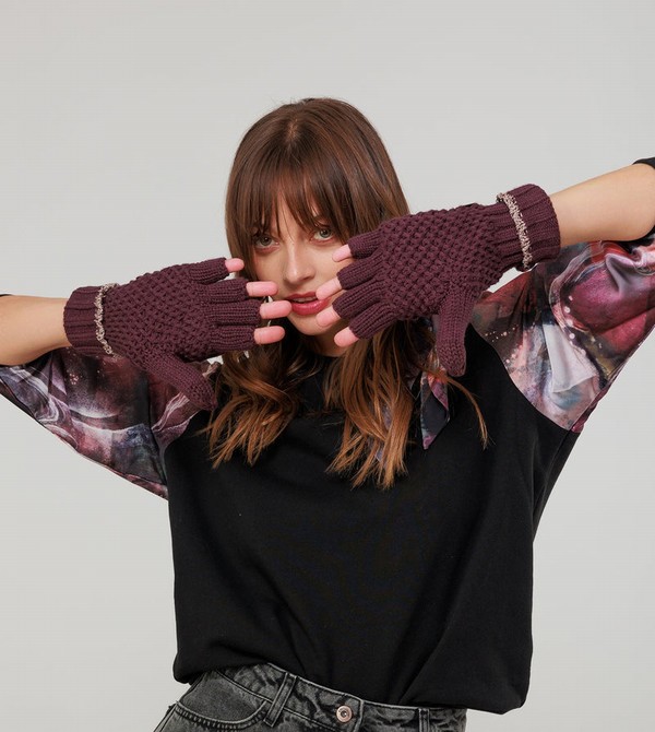 Anekke Purple Knitted Mittens Rukavice | 750164KHO