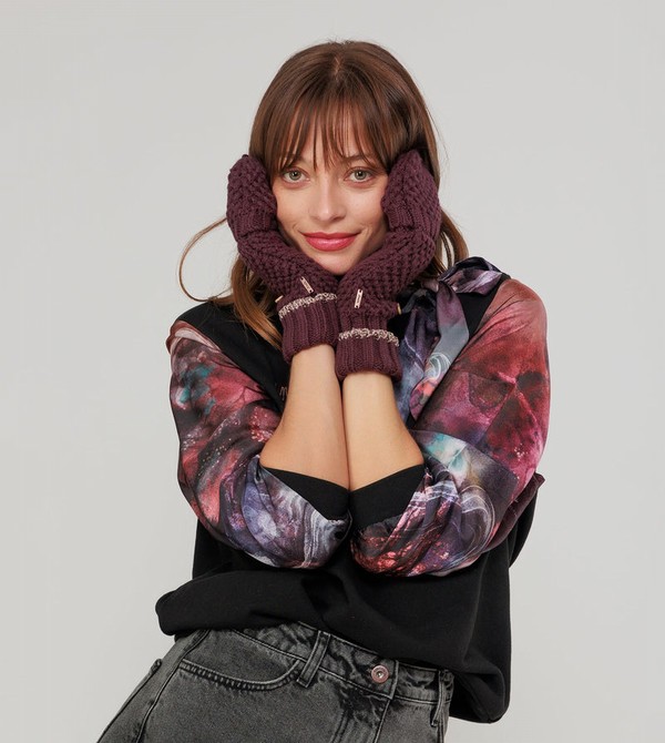 Anekke Purple Knitted Mittens Rukavice | 750164KHO